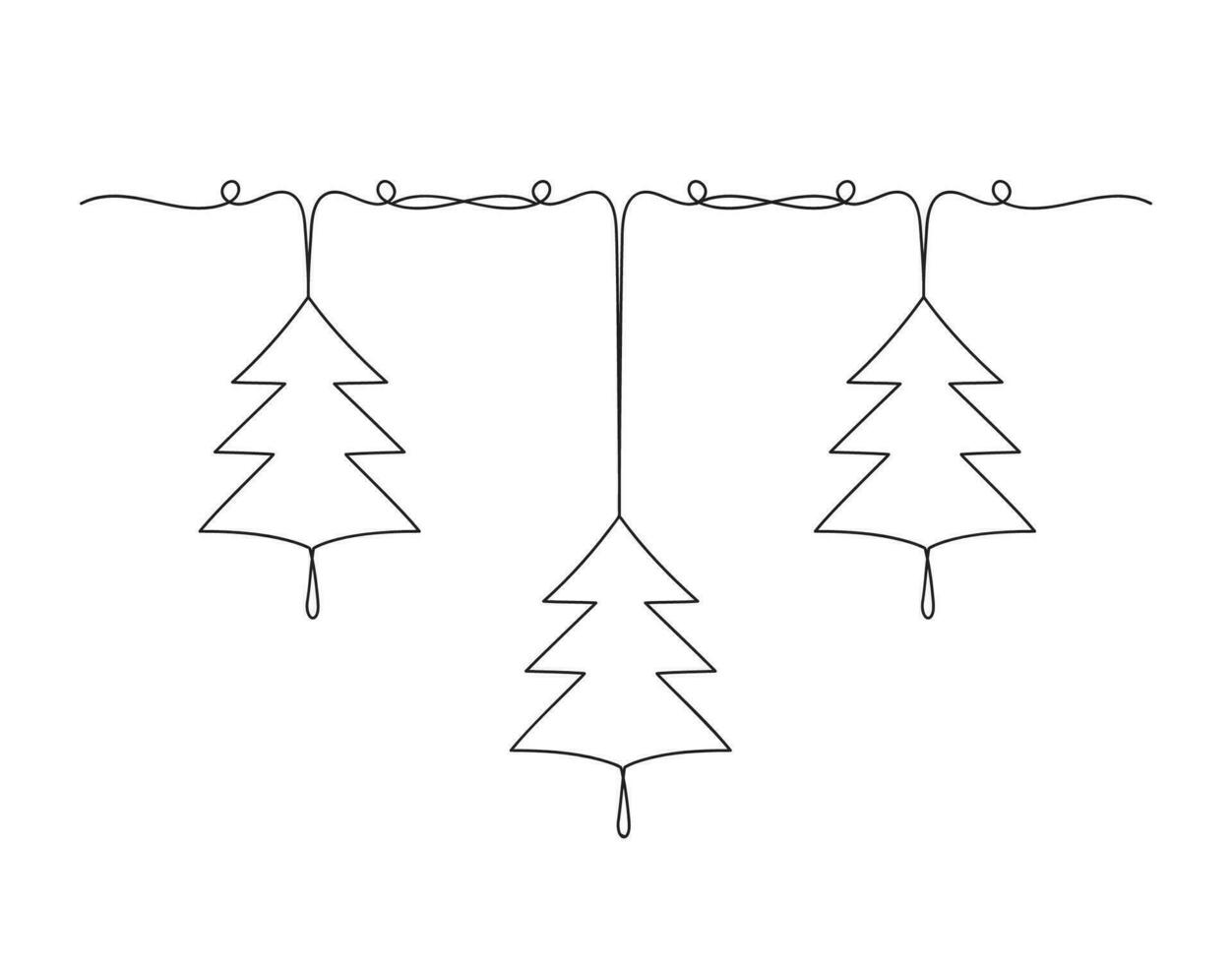 Christmas tree continuous one line icon vector illustration.