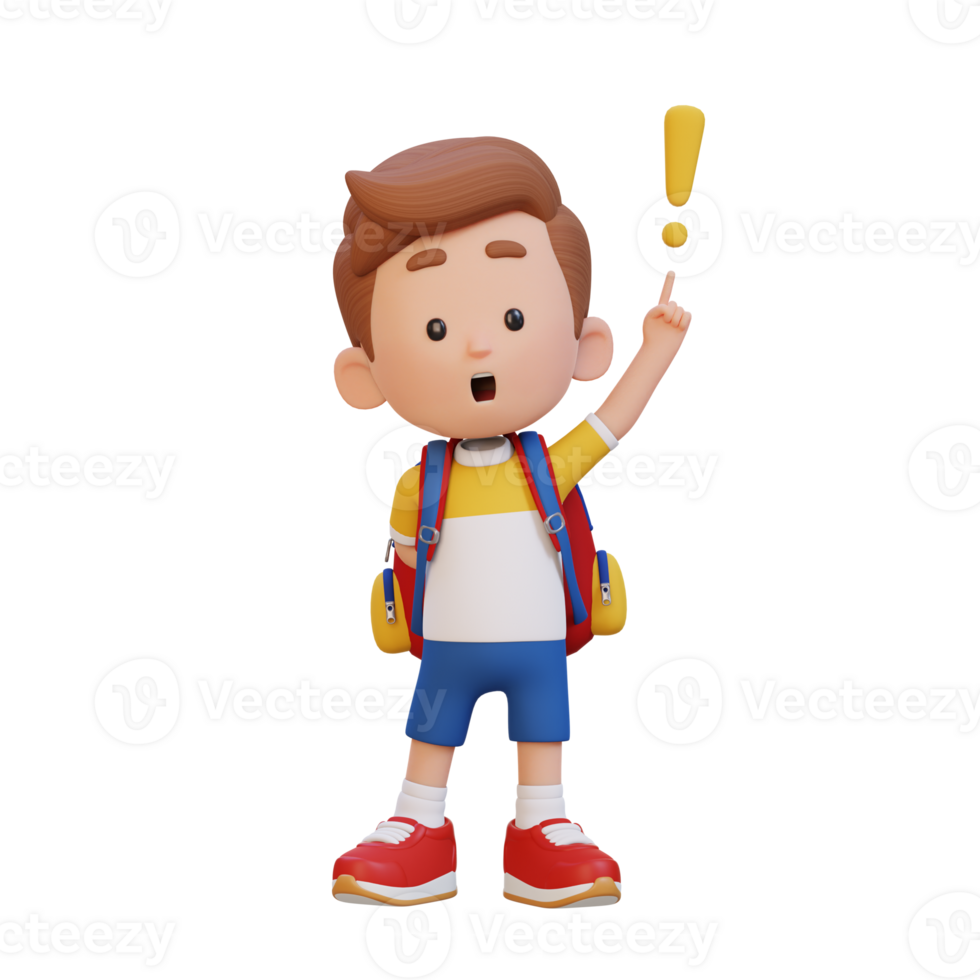 3D cute kid got an idea png