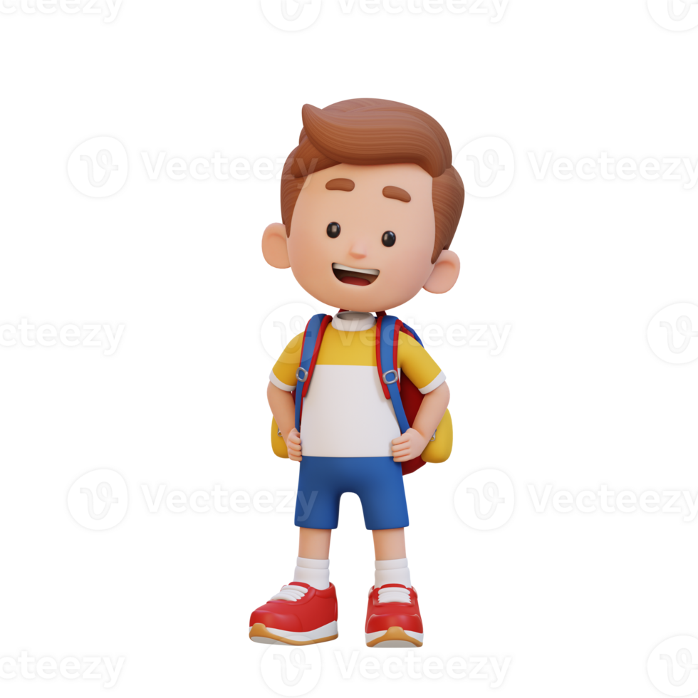 3D cute kid character in confident pose hand on hip png