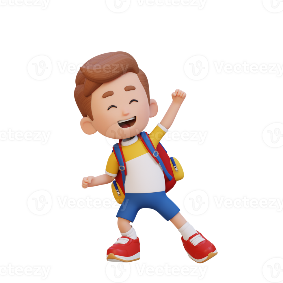 3D cute boy in happy pose png