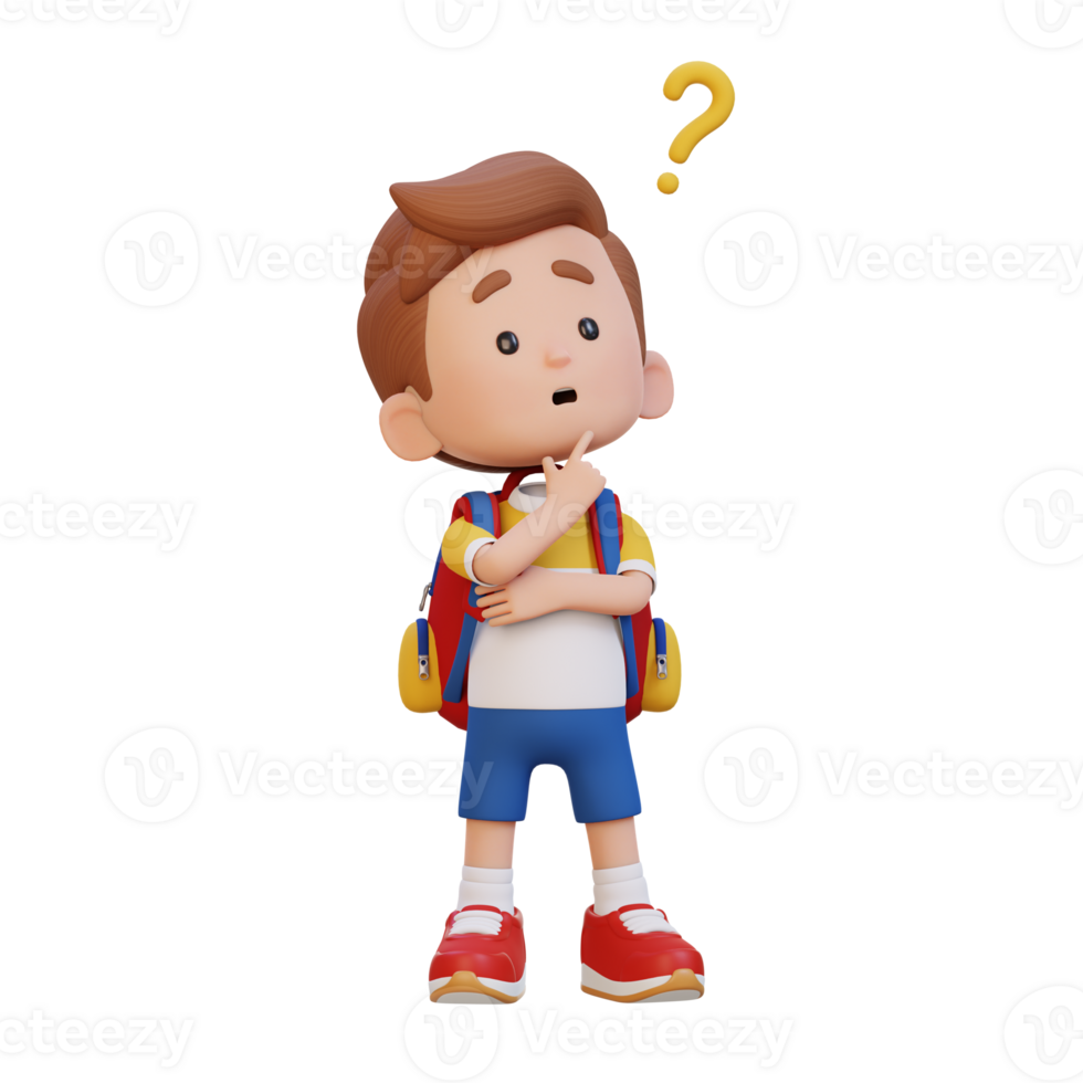 3D cute kid thinking clueless png