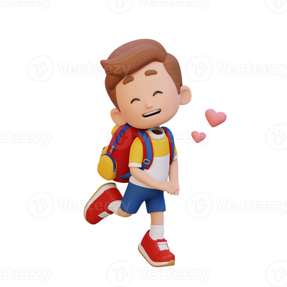 3D cute kid character in love png