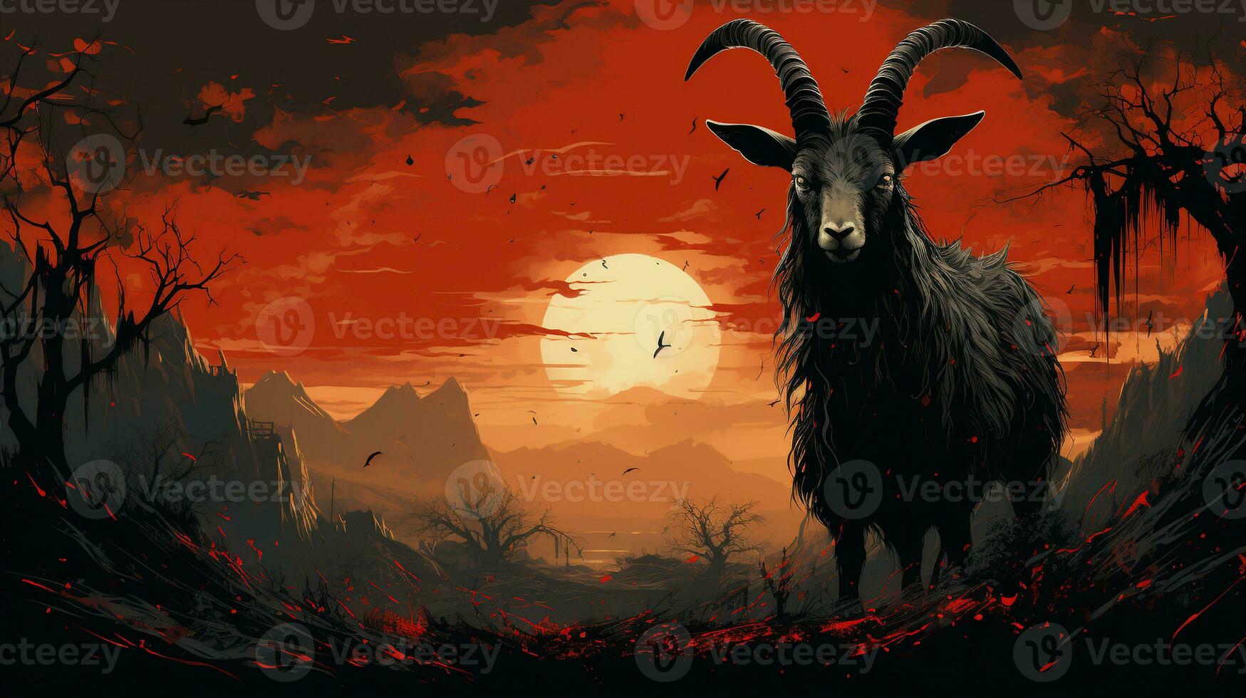 dark art ink monster goat background photo