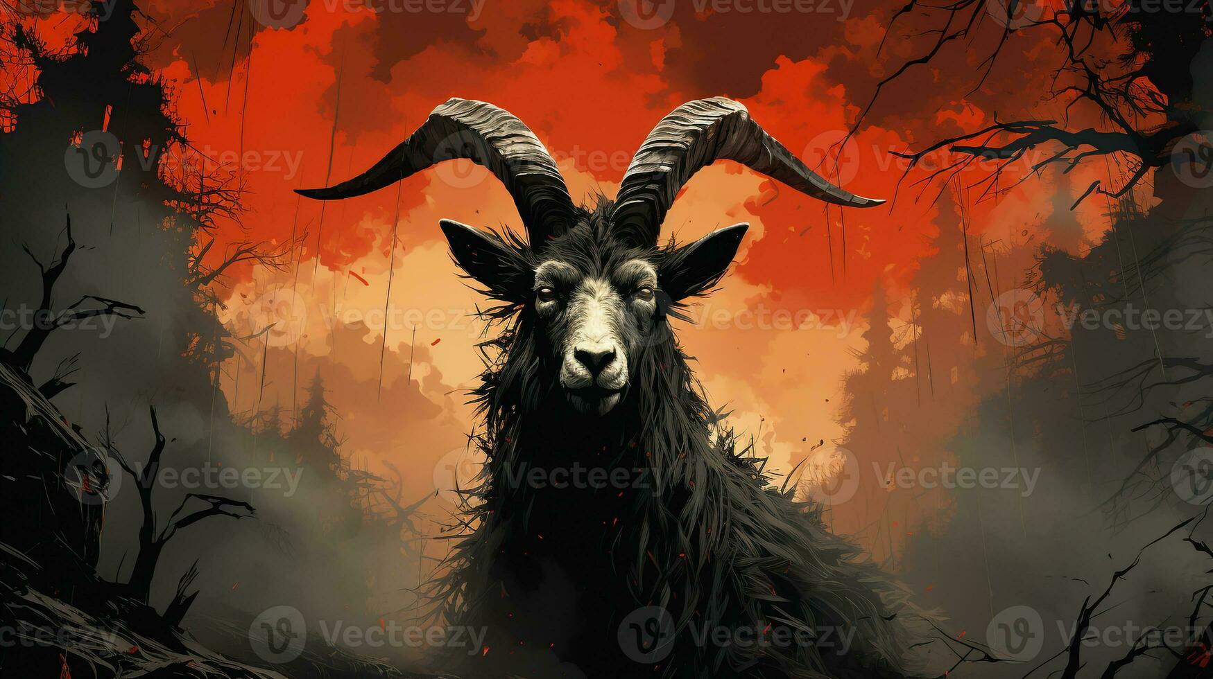 dark art ink monster goat background photo