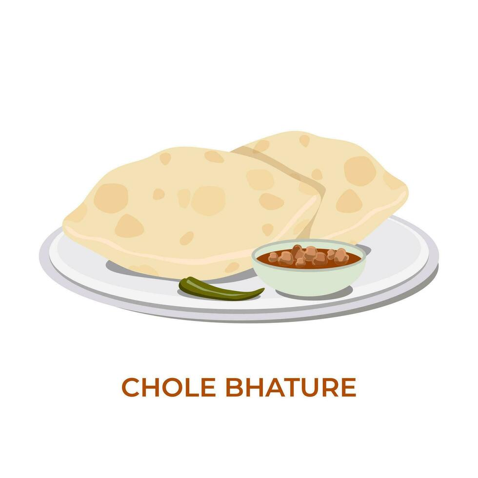 Chole bhature indian snack tasty delicious meal illustration art design vector