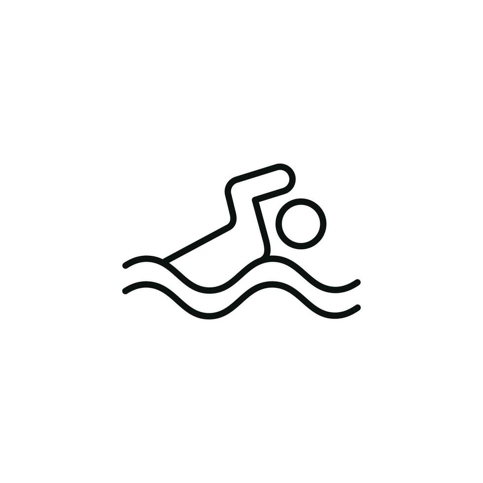 Swimming line icon isolated on white background vector