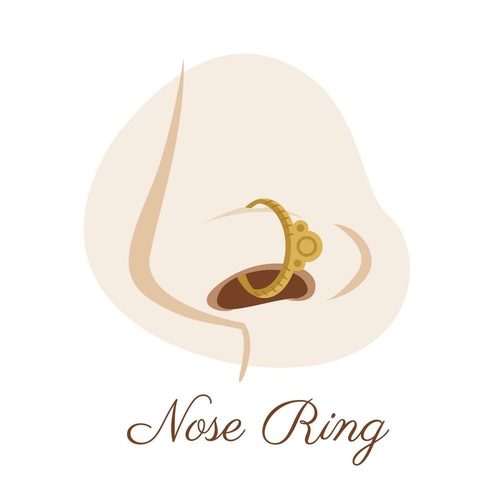 Nose Ring Jewelry Indian Style Woman Icon Illustration Art Design Vector