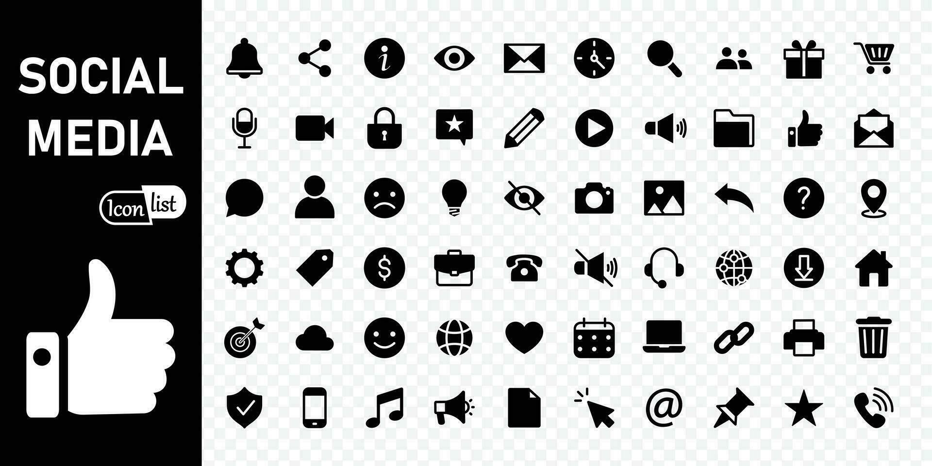 Social Media icon set. Online community, media, website, blog, content, business marketing and social network icons. Solid icon collection. vector