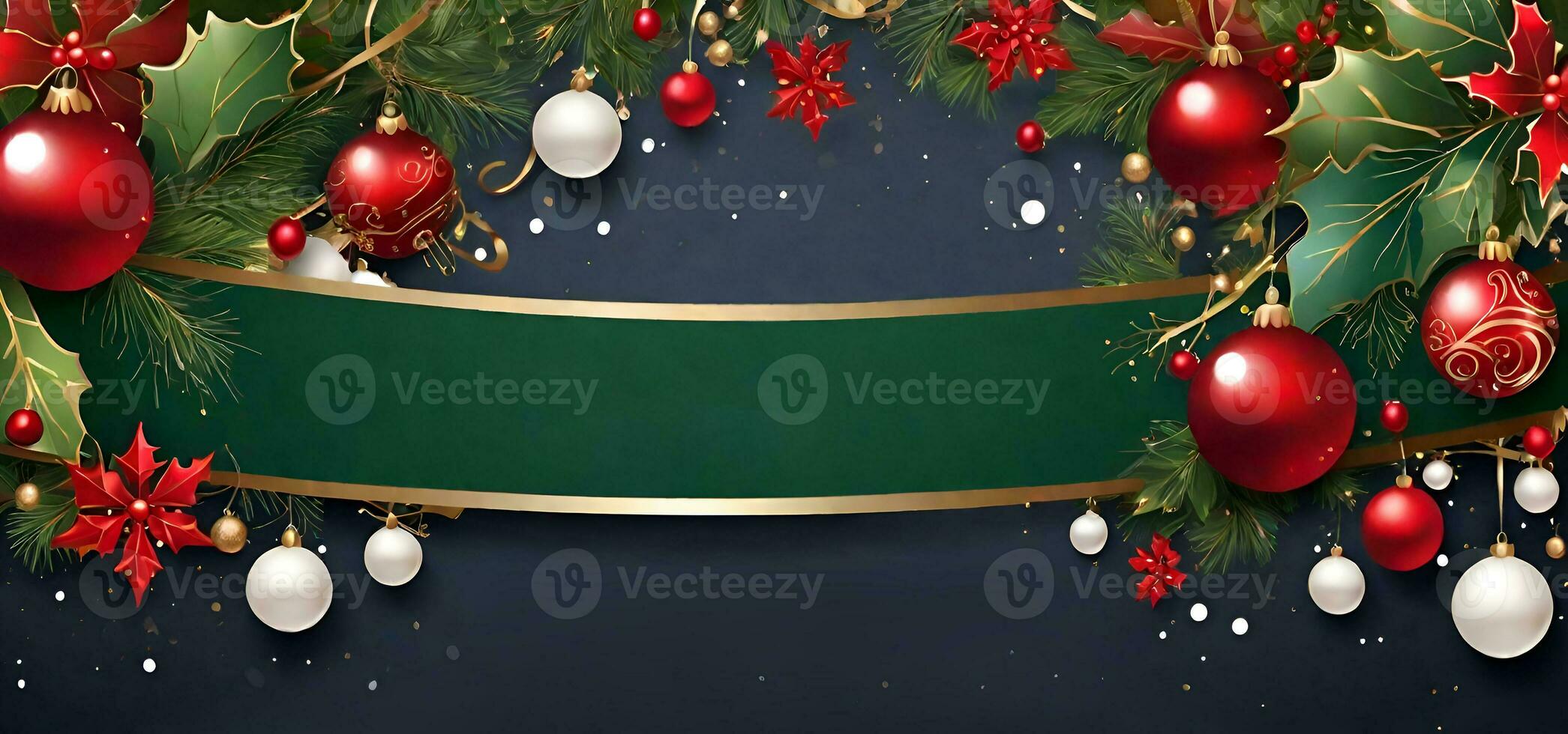 Christmas holiday background or template for a greeting card or banner with copy space for a text by ai generated photo