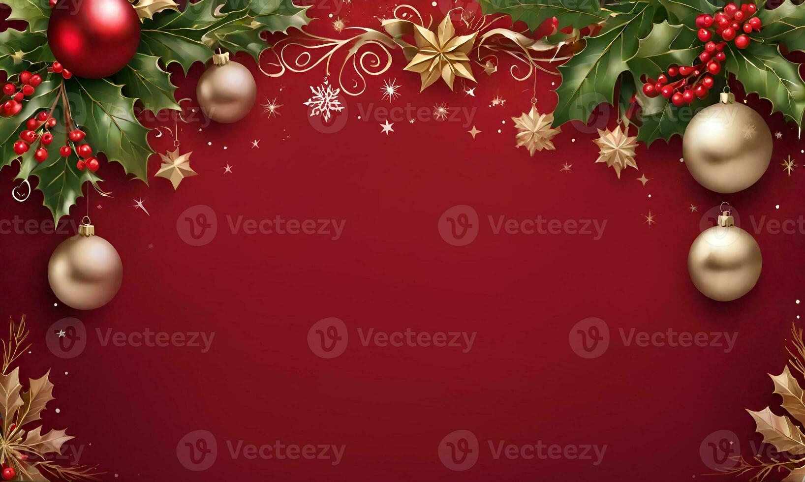 Christmas holiday background or template for a greeting card or banner with copy space for a text by ai generated photo