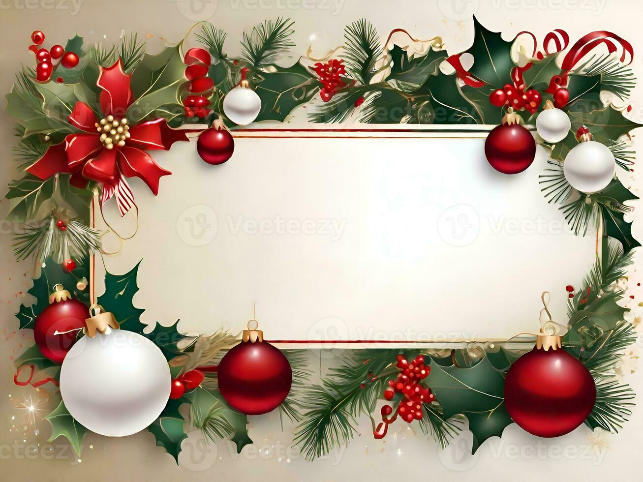 Christmas holiday background or template for a greeting card or banner with copy space for a text by ai generated photo