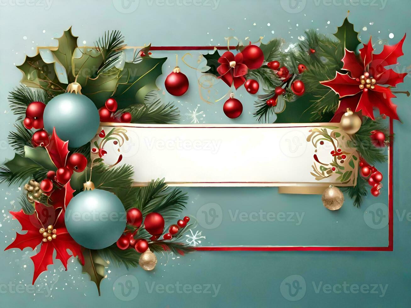 Christmas holiday background or template for a greeting card or banner with copy space for a text by ai generated photo