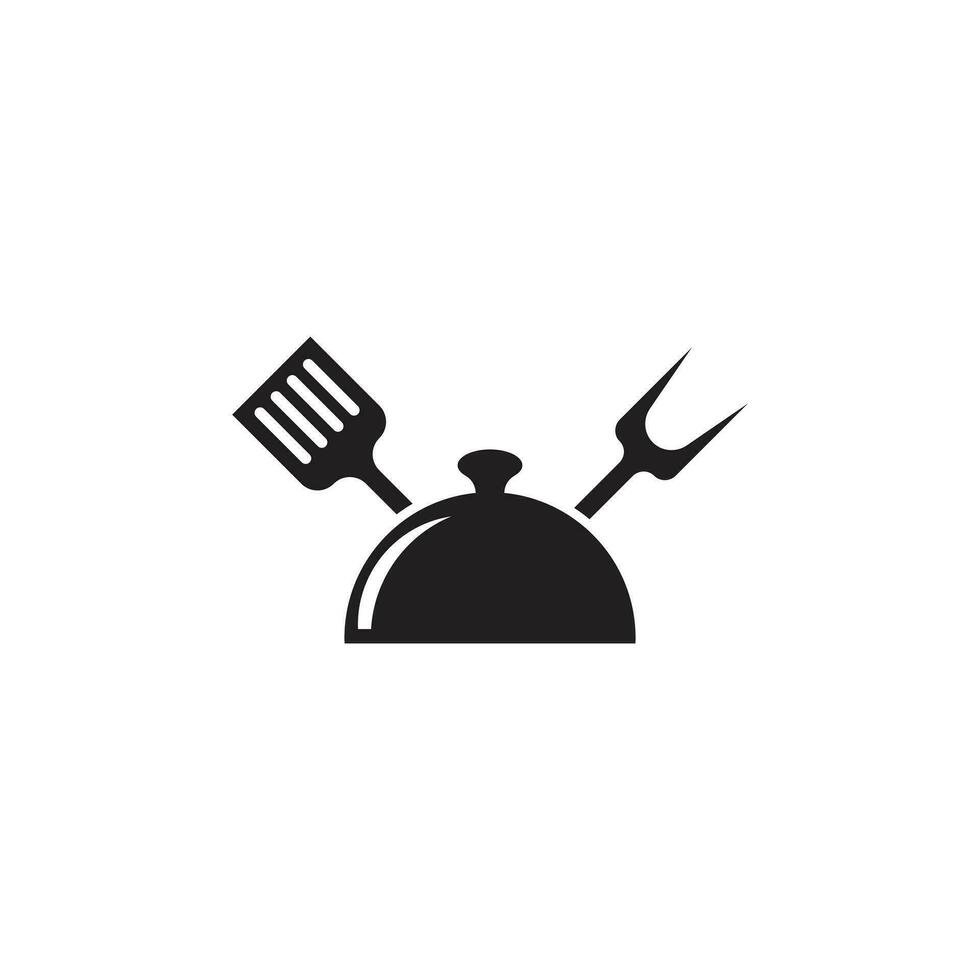 combination of food lid and fork logo icon vector
