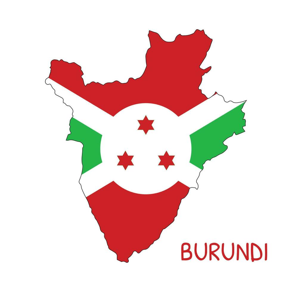 Burundi National Flag Shaped as Country Map vector