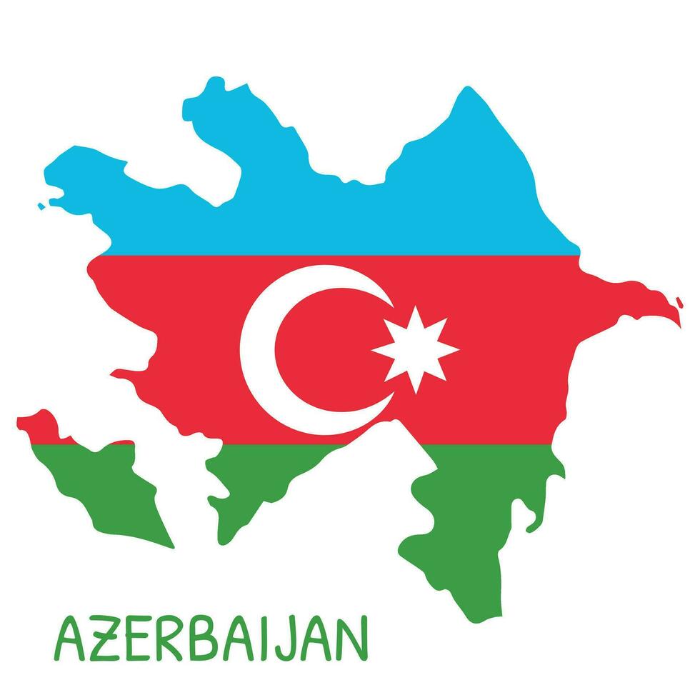 Azerbaijan National Flag Shaped as Country Map vector