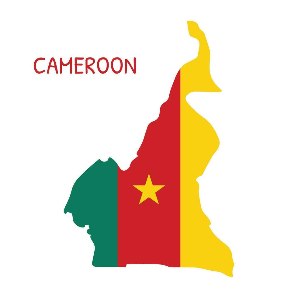 Cameroon National Flag Shaped as Country Map vector