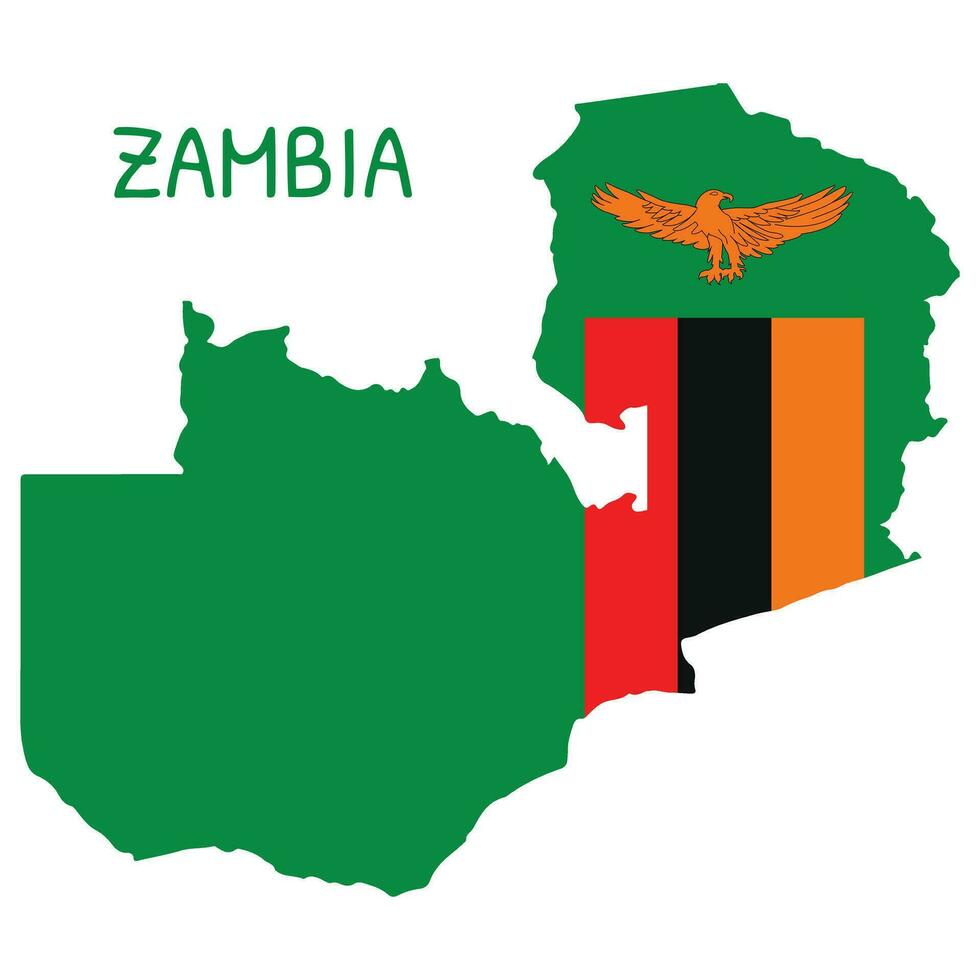 Zambia nacional bandera conformado como país mapa vector