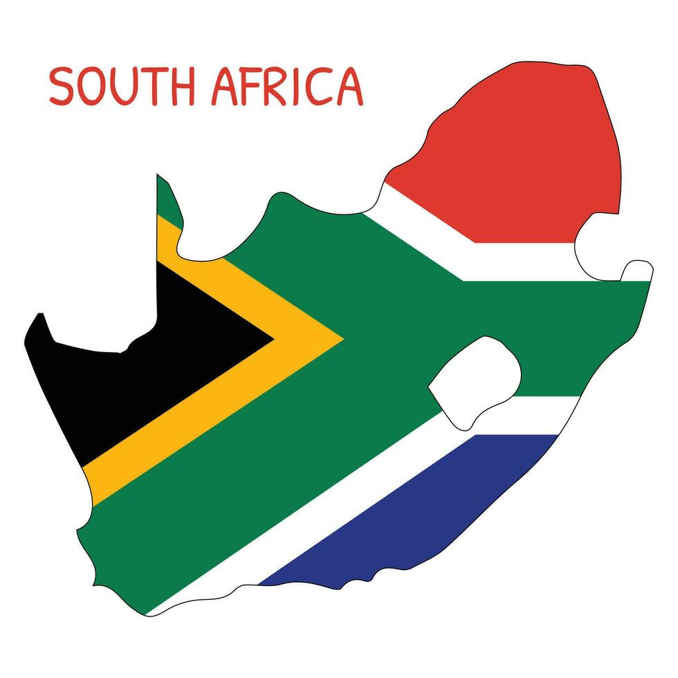 South Africa National Flag Shaped as Country Map vector