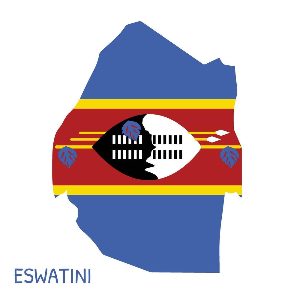 Eswatini National Flag Shaped as Country Map vector
