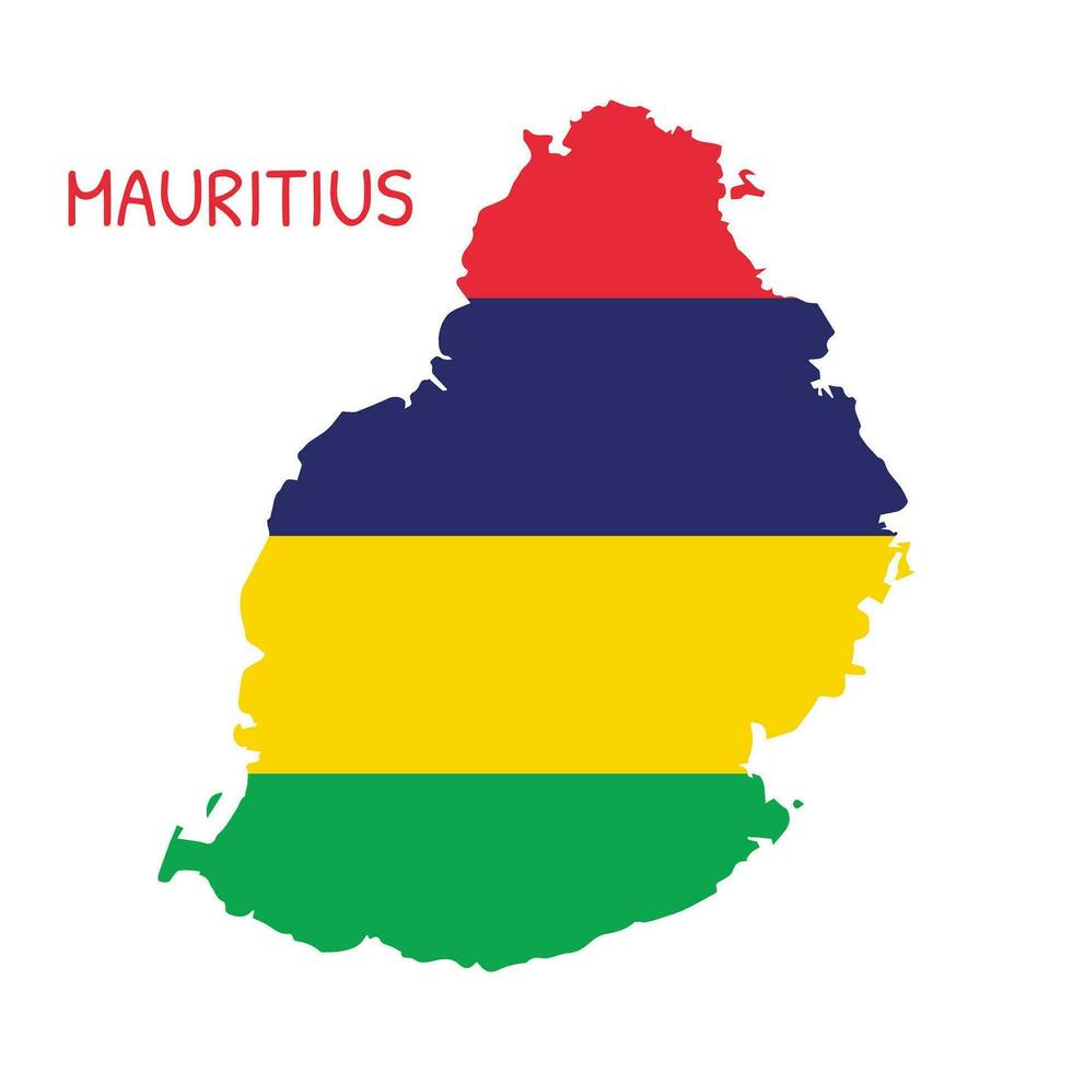 Mauritius National Flag Shaped as Country Map vector