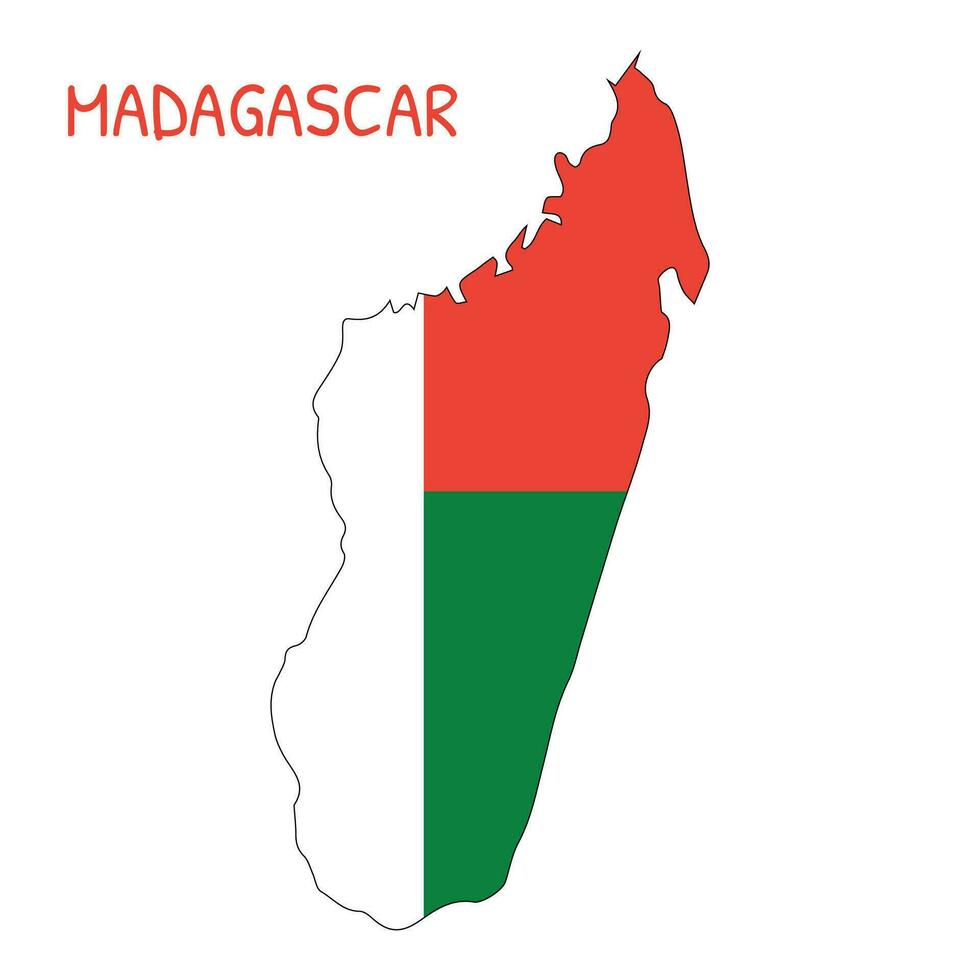 Madagascar National Flag Shaped as Country Map vector