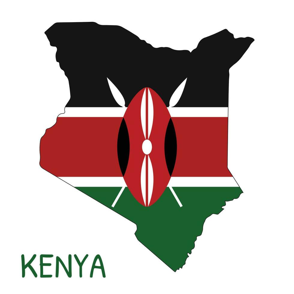 Kenya National Flag Shaped as Country Map vector