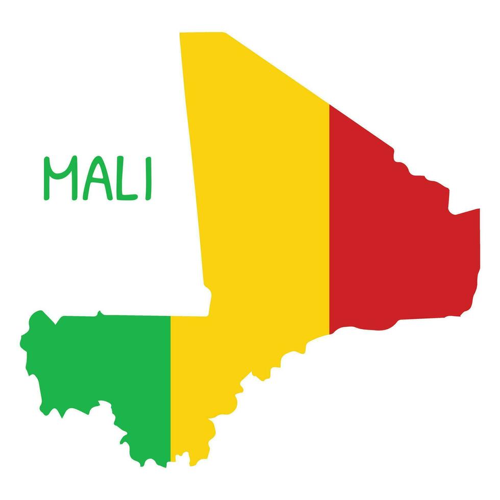 Mali National Flag Shaped as Country Map vector