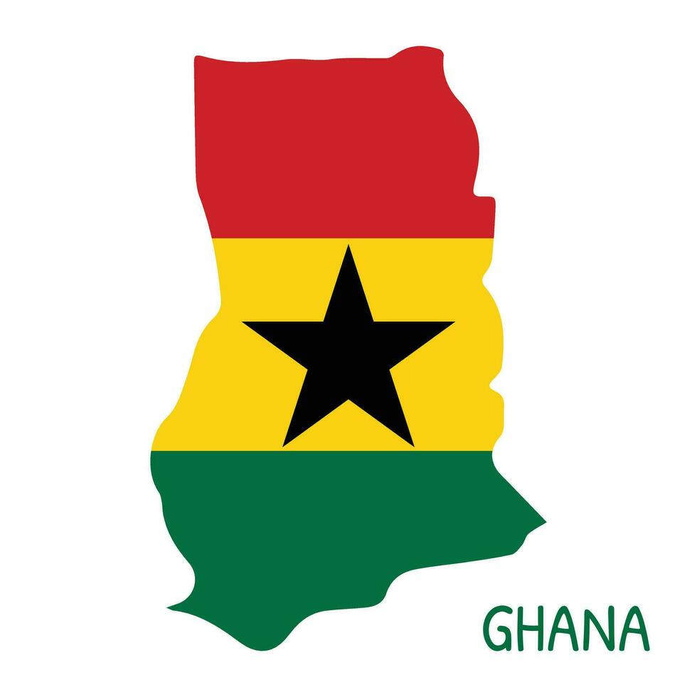 Ghana National Flag Shaped as Country Map vector