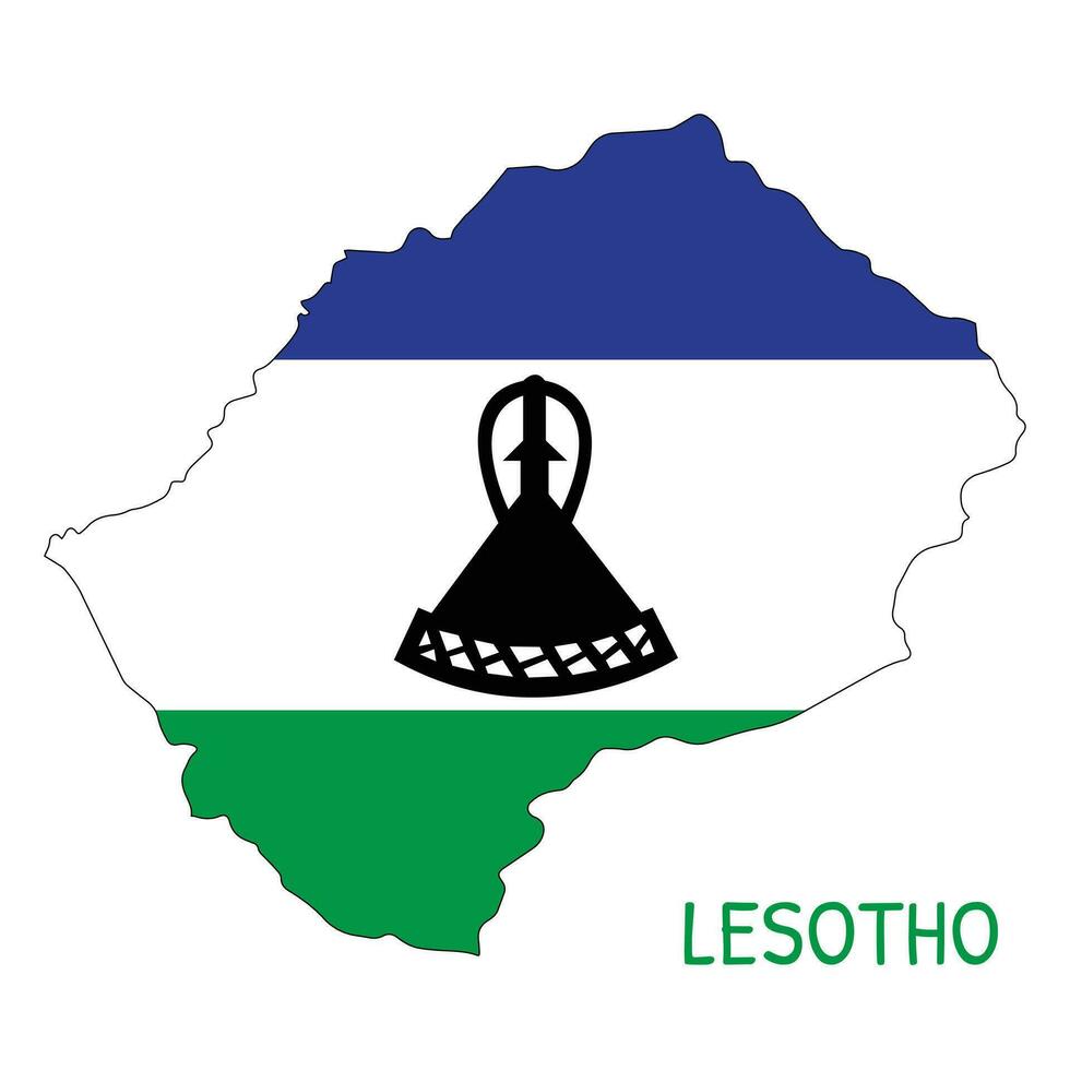 Lesotho National Flag Shaped as Country Map vector