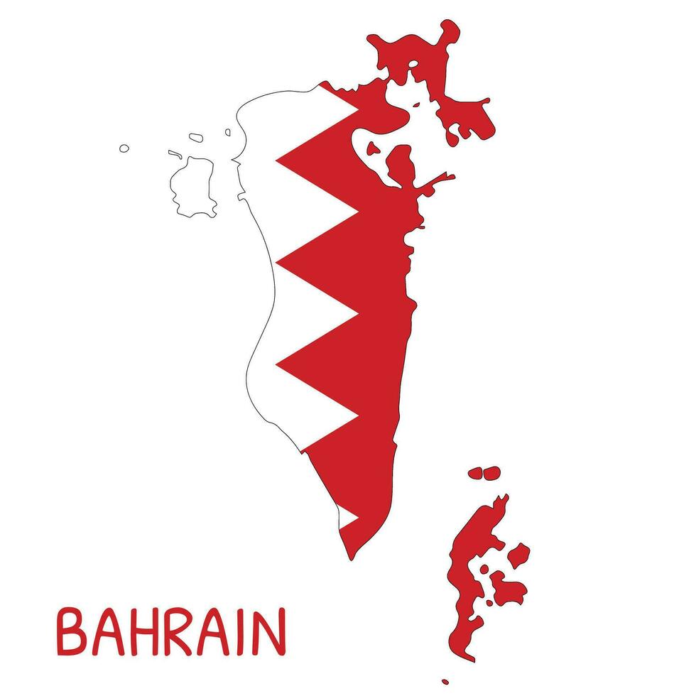 Bahrain National Flag Shaped as Country Map vector