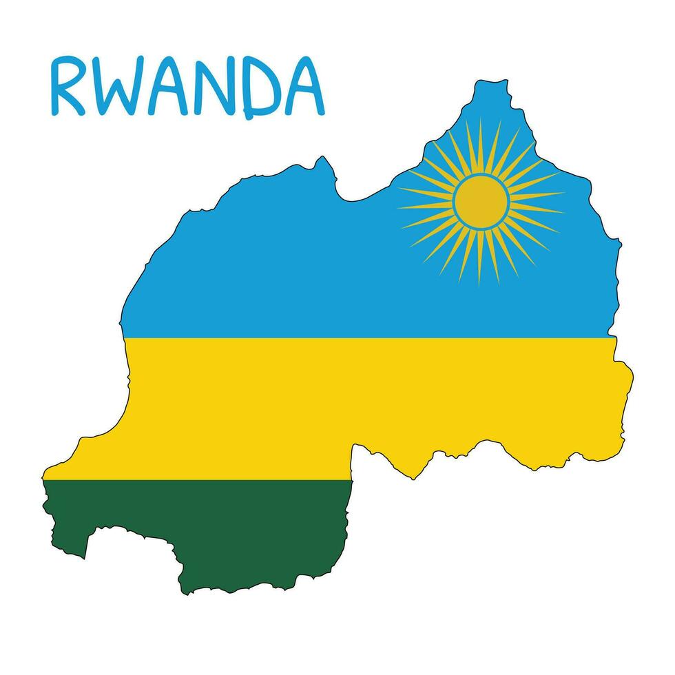 Rwanda National Flag Shaped as Country Map vector