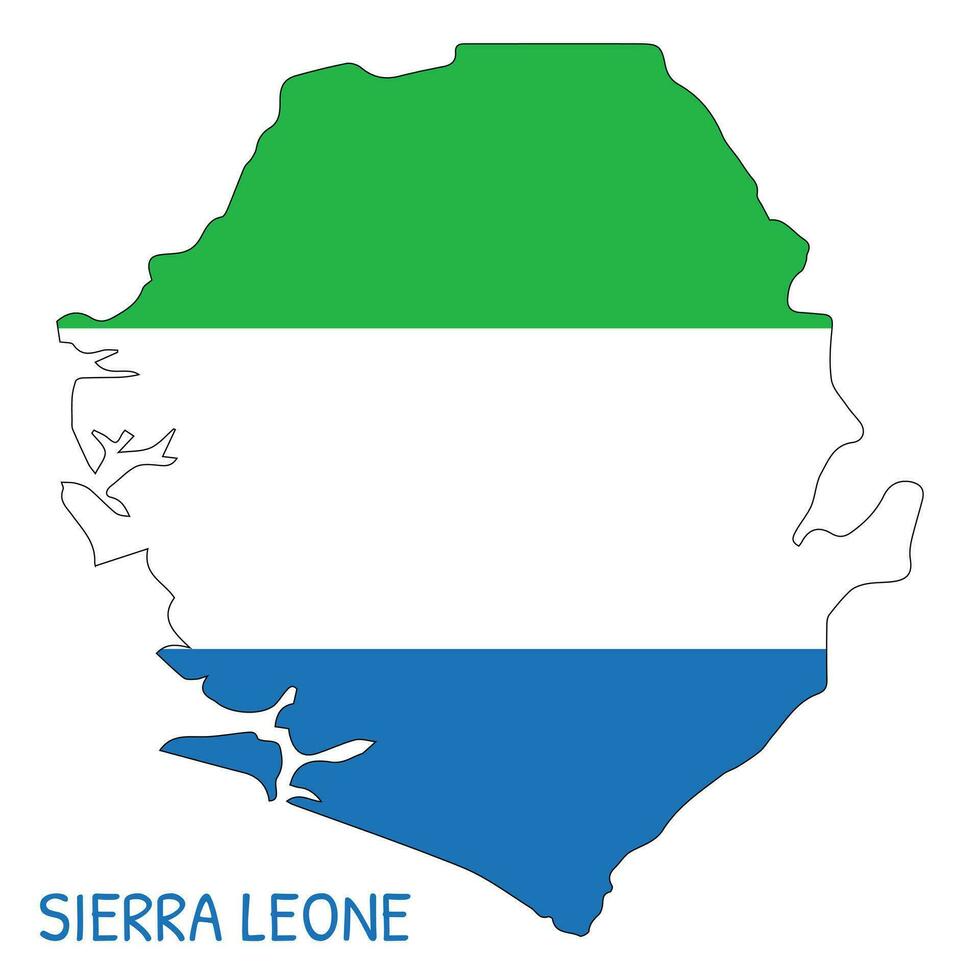 Sierra Leone National Flag Shaped as Country Map vector