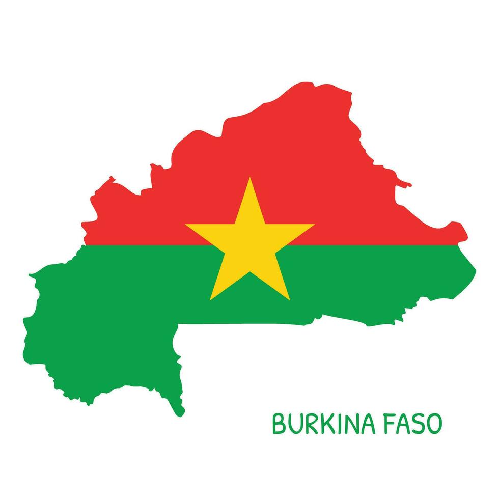 Burkina Faso National Flag Shaped as Country Map vector