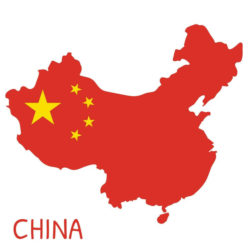 China National Flag Shaped as Country Map vector