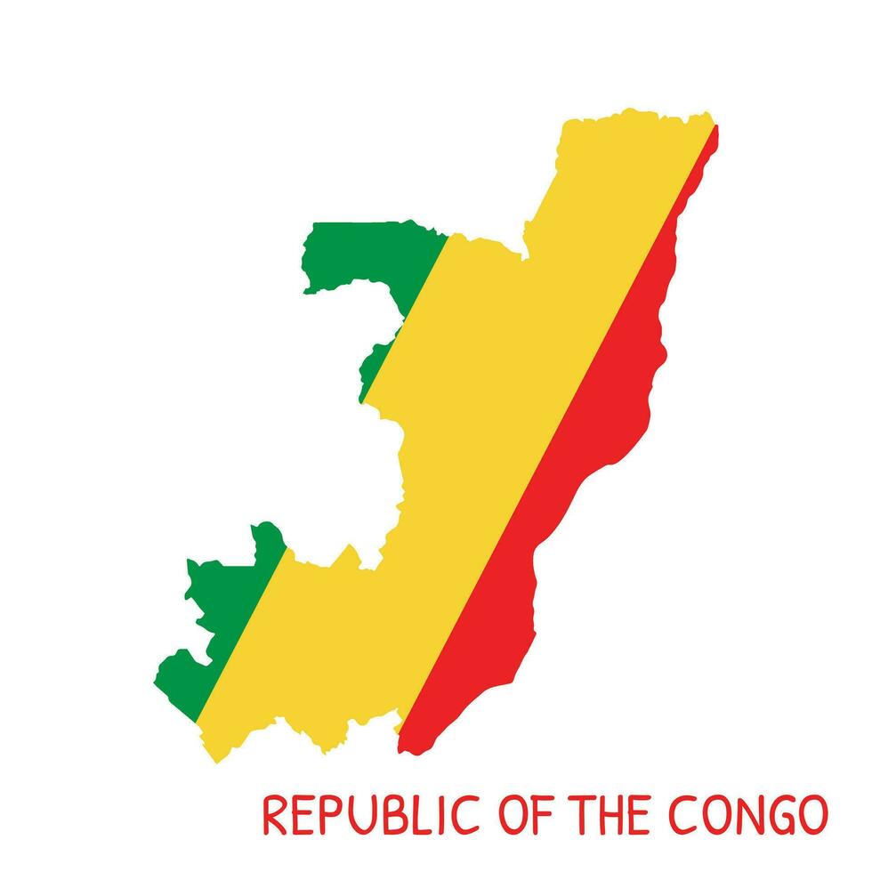 Republic of the Congo National Flag Shaped as Country Map vector