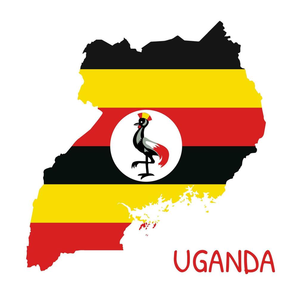 Uganda National Flag Shaped as Country Map vector