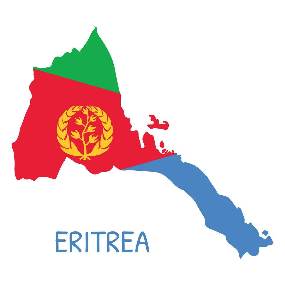 Eritrea National Flag Shaped as Country Map vector