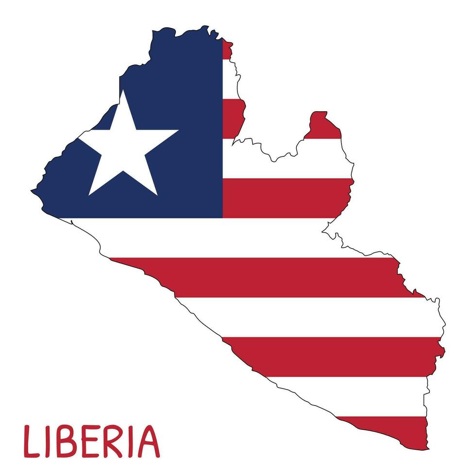 Liberia National Flag Shaped as Country Map vector
