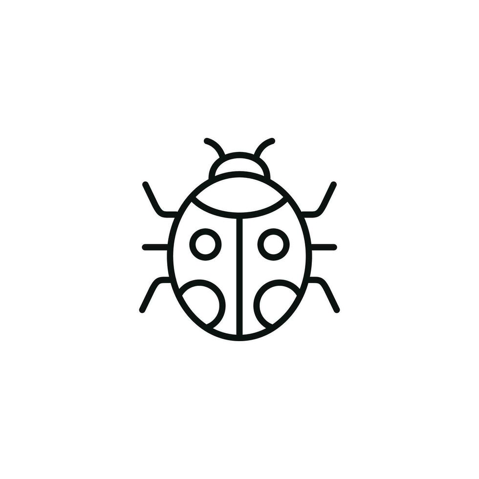 Lady bug line icon isolated on white background vector