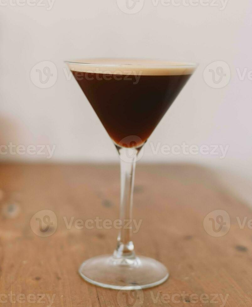 Espresso martini cocktail made with espresso, coffee liqueur and vodka photo