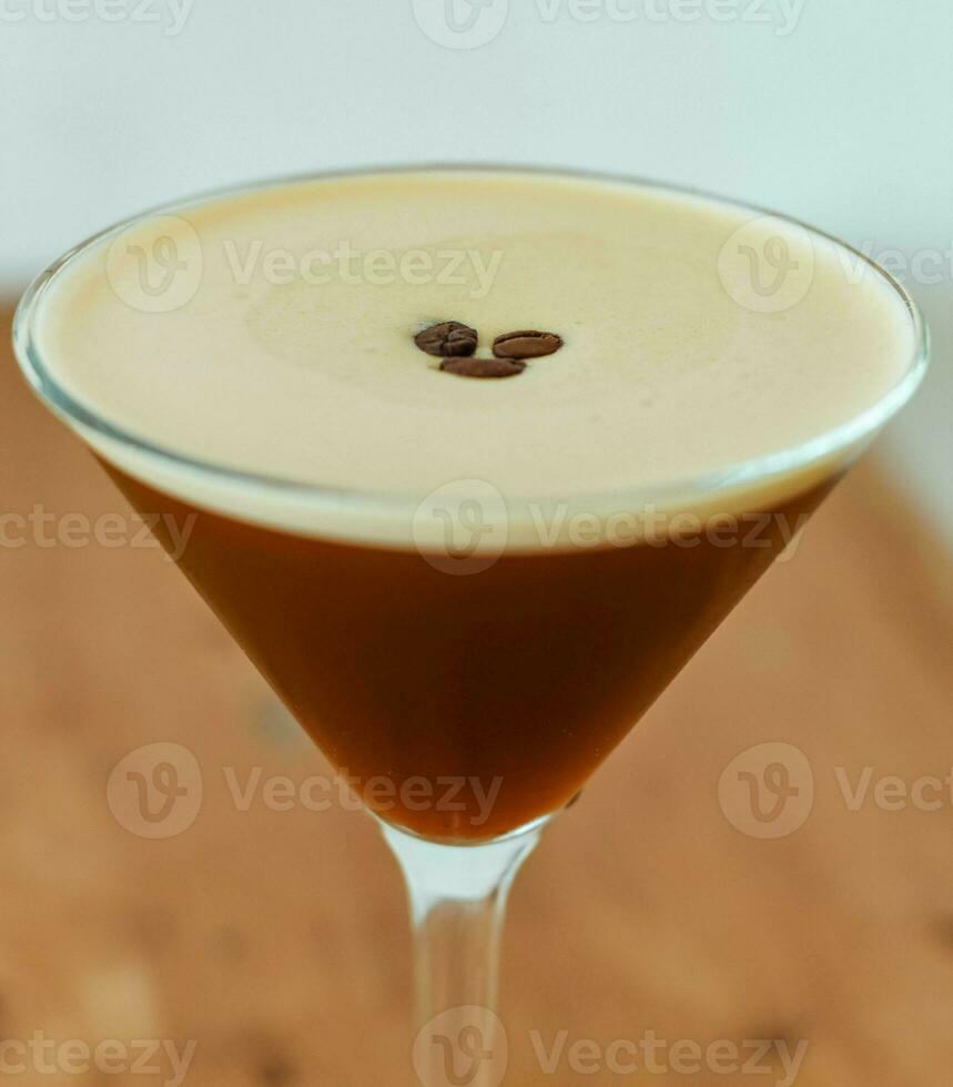 Espresso martini cocktail made with espresso, coffee liqueur and vodka photo