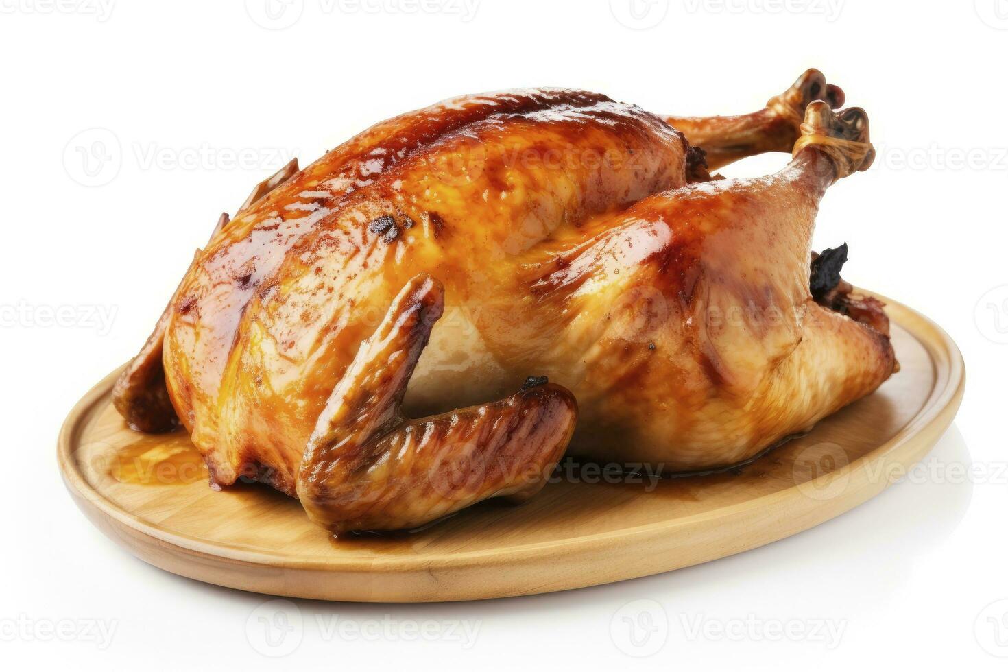 Roasted chicken on isolated white background. AI Generated photo