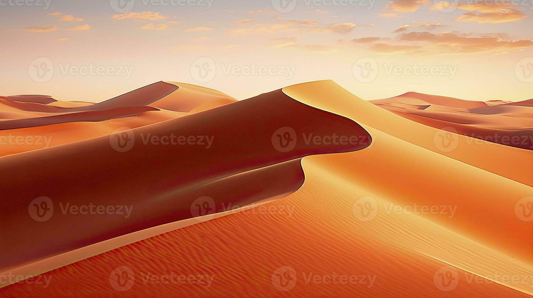 Desert with magical sands and dunes as inspiration for exotic adventures in dry climates.  AI Generated. photo
