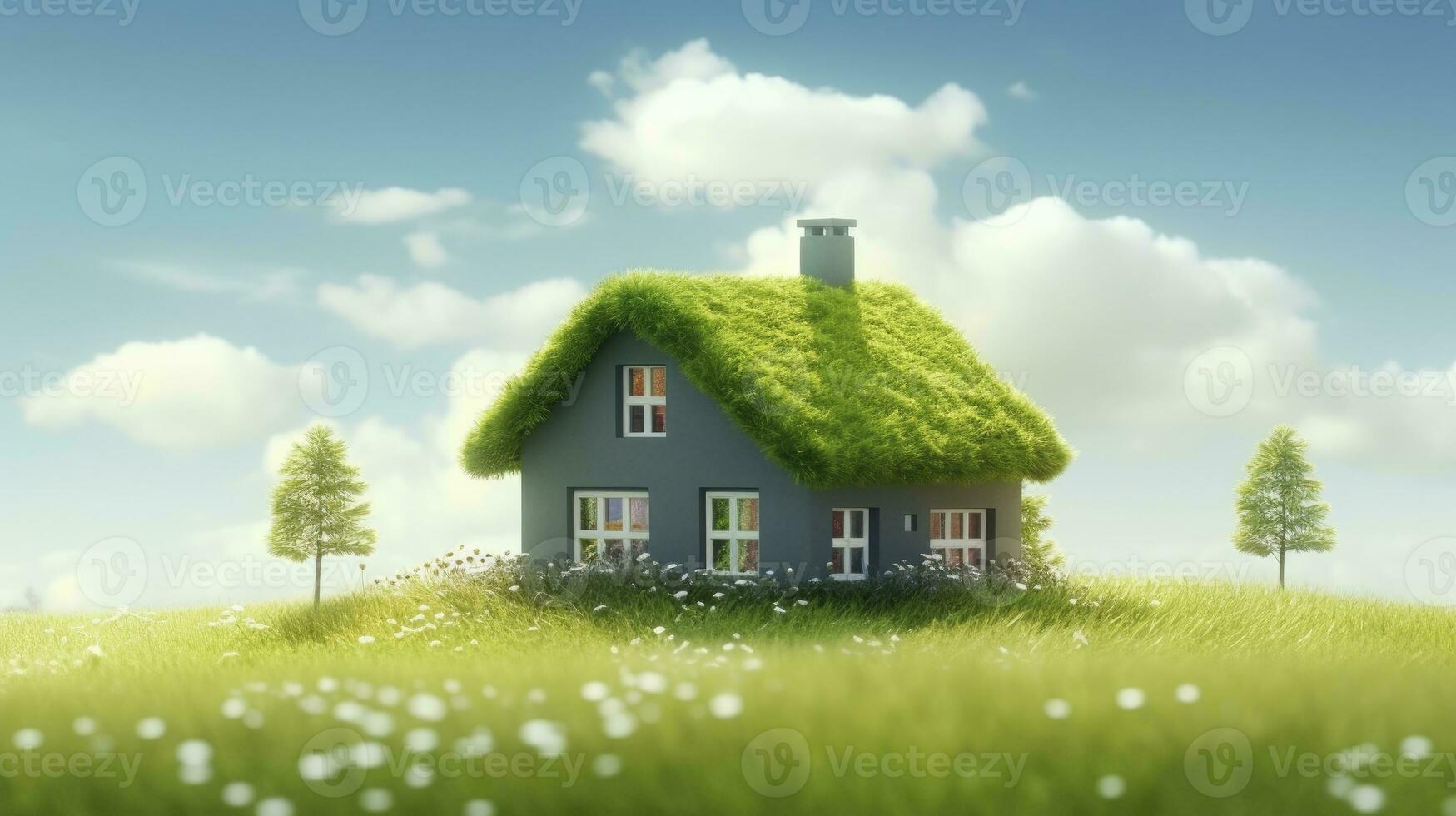 Green and environmentally friendly housing concept. AI Generated photo