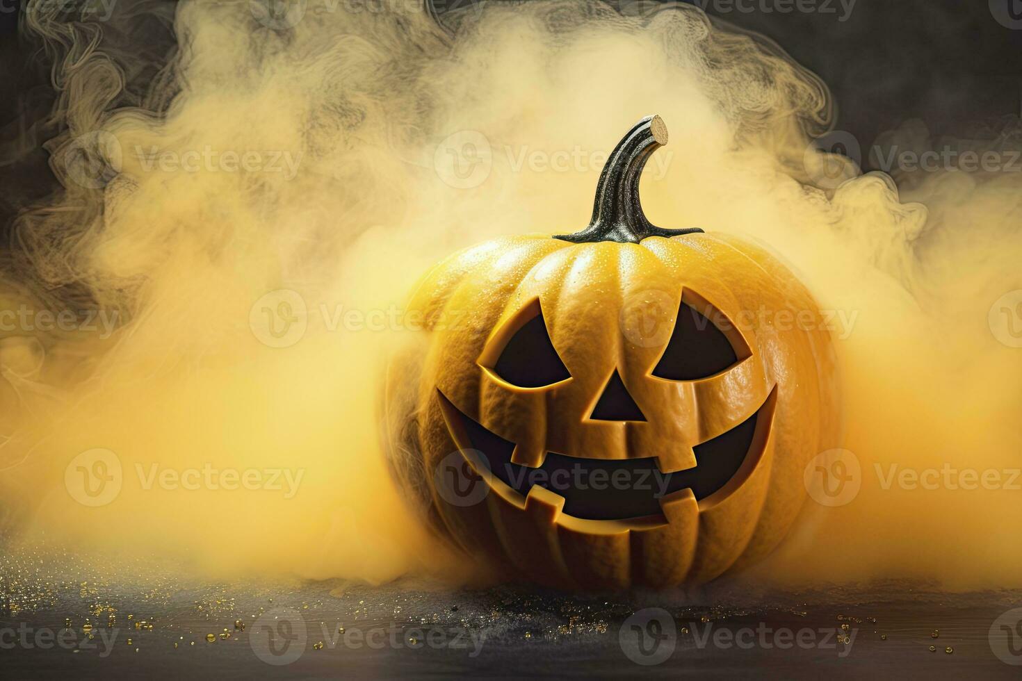 Halloween pumpkin with steam. AI Generated photo