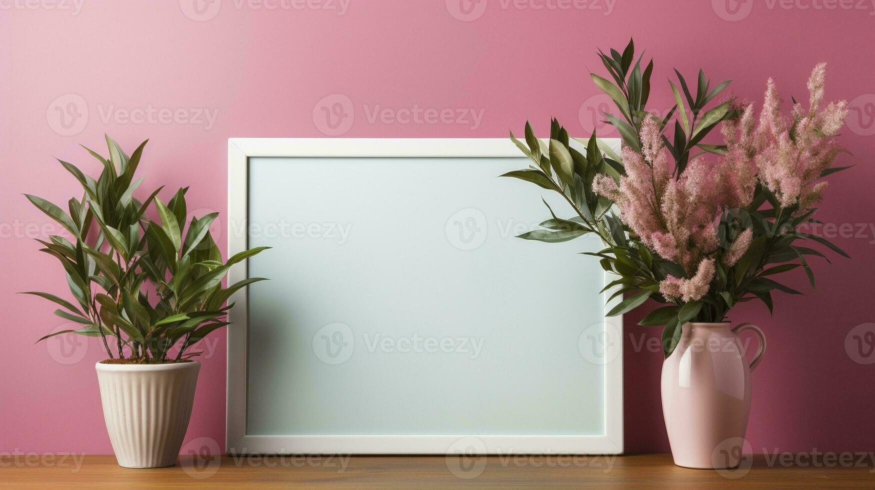 Astilbe plant vases pictureframe ai generated frame mock up plants interior photo