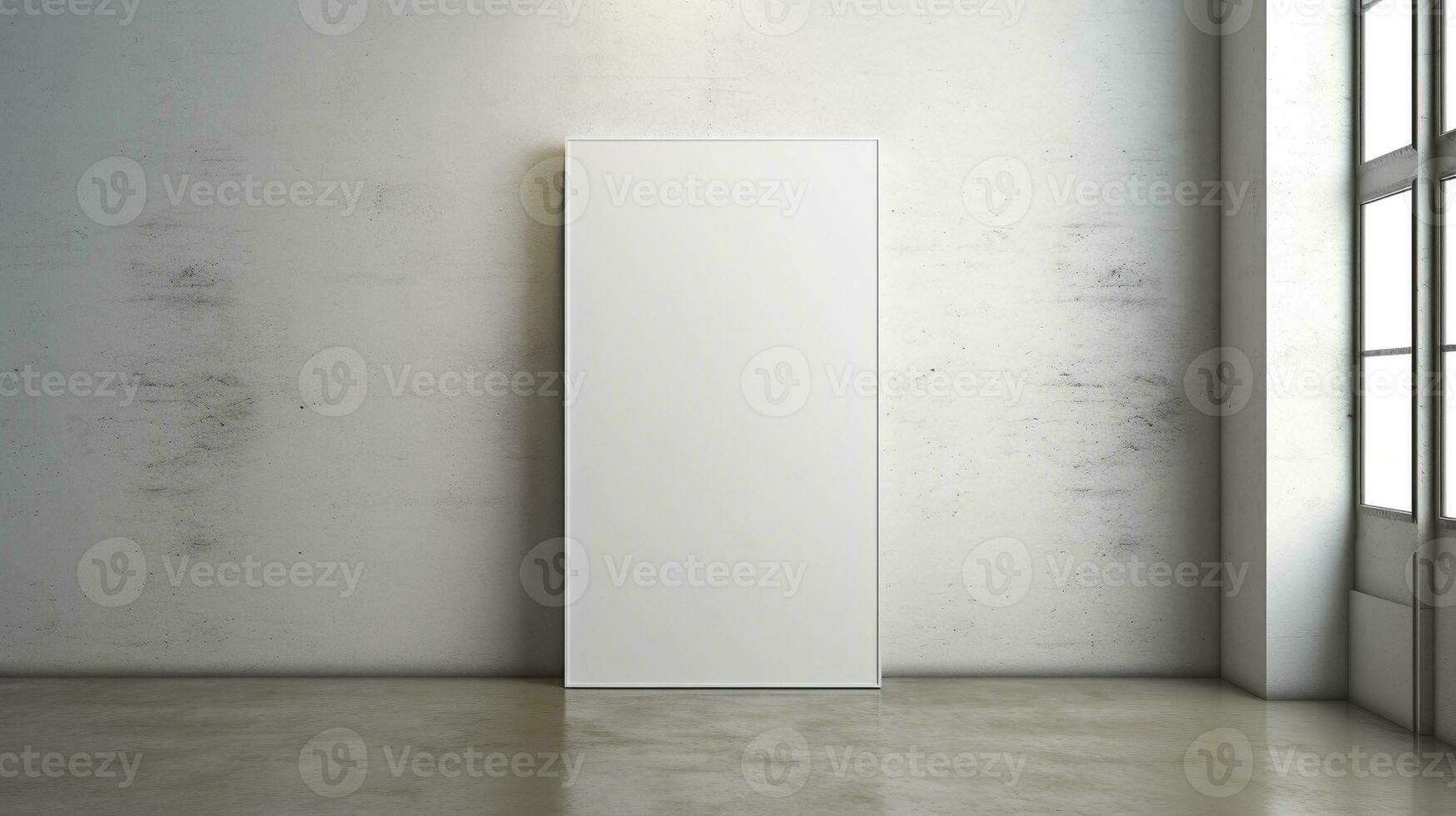 White canvas leaning wall near window ai generated frame mockup minimal photo