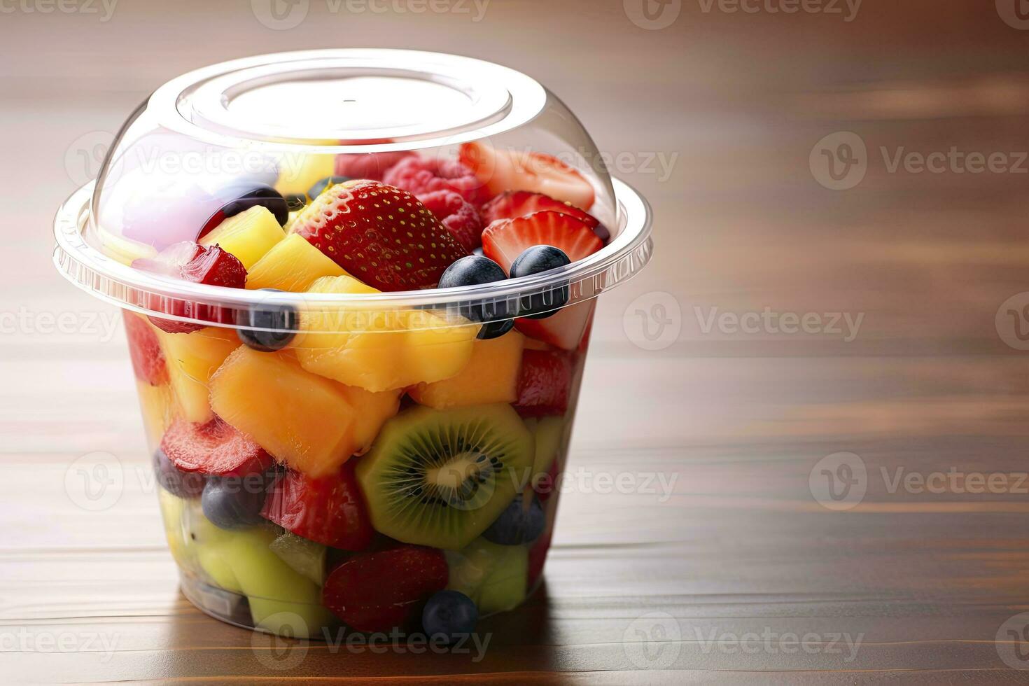 Fresh fruit salad to go with copy space. AI Generated photo