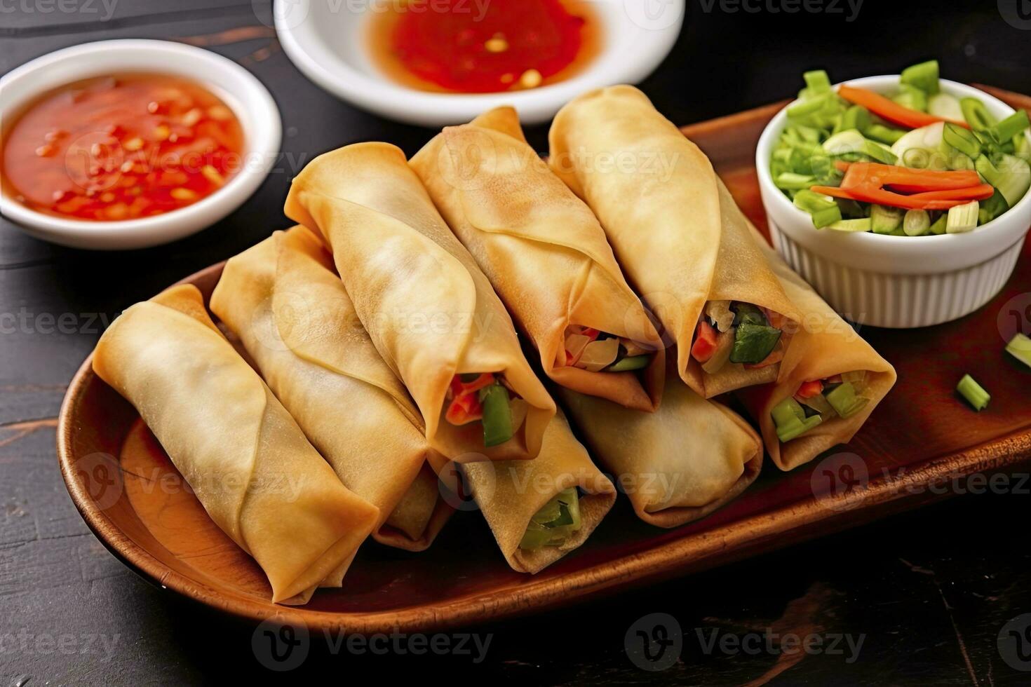 Egg rolls or spring rolls fried. AI Generated photo