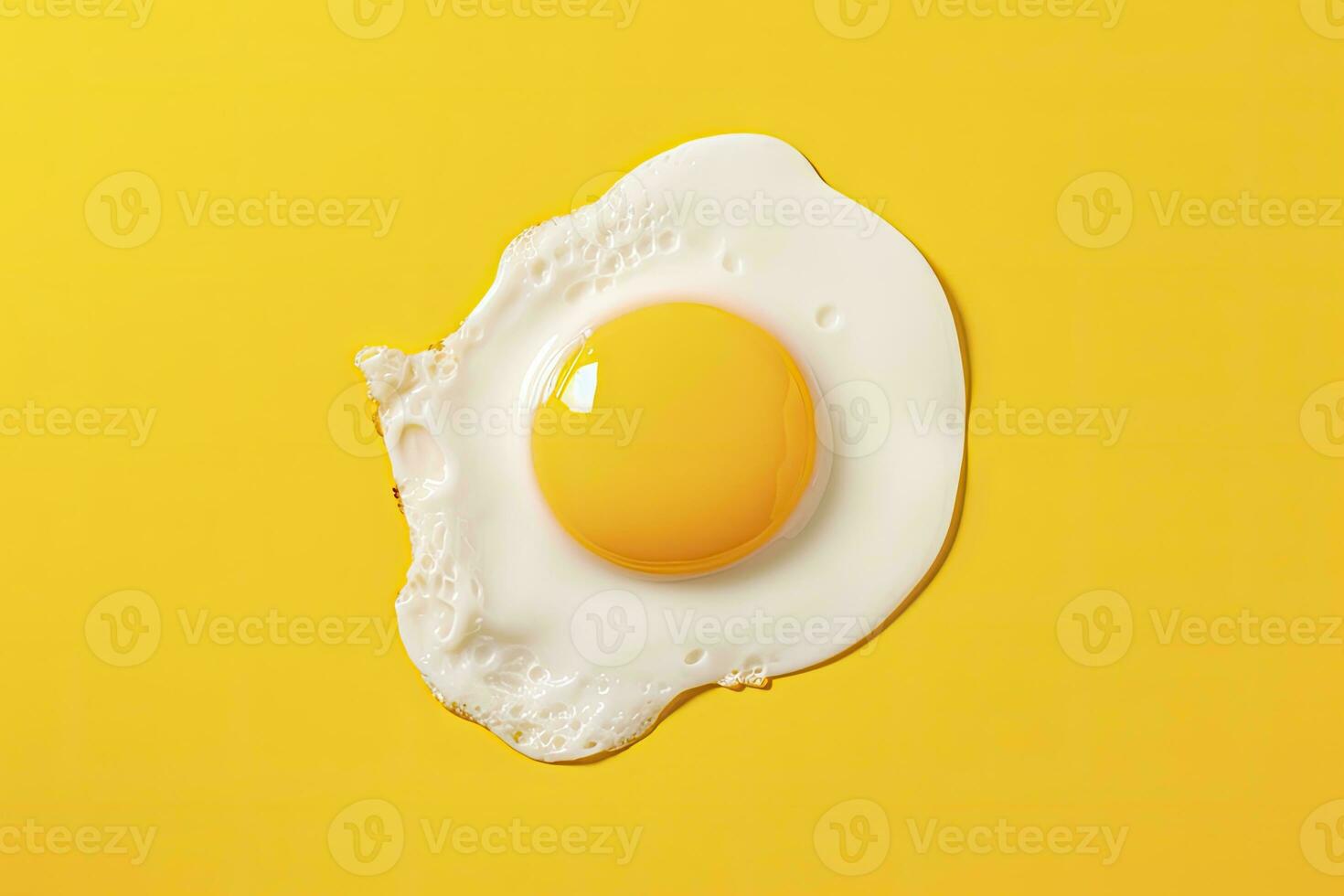 Fried egg on a yellow background. AI Generated photo